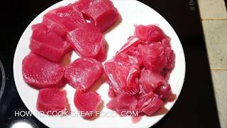 How to cook Fresh Tuna  2 recipes Tuna Steaks amp Garlic Tomato [upl. by Alsworth]