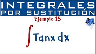 Integración por sustitución  Ejemplo 15  Tangente [upl. by Ytirahs]