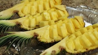 How To Cut A Pineapple Fruit Display Easily In 6 min by Rockin Robin [upl. by Ahsinat107]