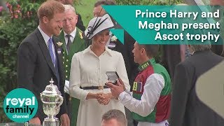 Prince Harry and Meghan Duchess of Sussex present Ascot trophy to Frankie Dettori [upl. by Nawrocki]