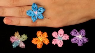 Rainbow Loom Nederlands  Flower Ring  Loom bands rainbow loom tutorial how to [upl. by Edge]