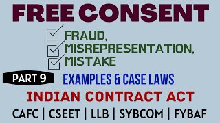 Fraud  Misrepresentation  Mistake  Free Consent  Indian Contract Act  Caselaws  Example [upl. by Bolling]