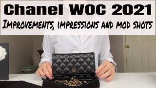 CHANEL Wallet on Chain WOC 2021 in black caviar with gold hardware review of the new improvements [upl. by Tri]