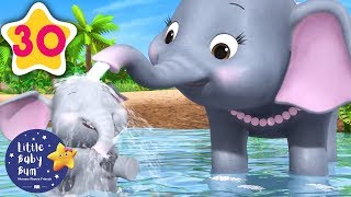 5 Elephants Having A Wash  30 Minutes of Nursery Rhymes  Learn With LBB  howto [upl. by Allenad]