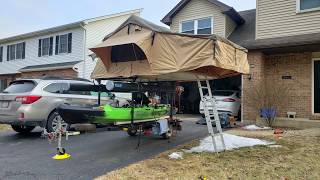 Smittybilt Overlander XL Rooftop Tent 2883 installed on kayak trailer [upl. by Wheaton572]