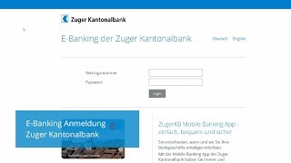 LoginAnmeldung  Zuger Kantonalbank [upl. by Ycnay]