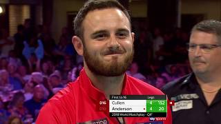 NINEDARTER 170 AND FLYGATE Anderson v Cullen  2018 World Matchplay [upl. by Ades]