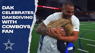 Dak Prescott Celebrates Daksgiving w Cowboys Fan [upl. by Yniatirb]