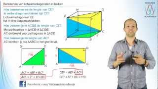 Pythagoraslichaamsdiagonalen berekenen  WiskundeAcademie [upl. by Rombert]