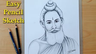 How to draw Baba Lokenath Brahmachari  Easy Pencil Sketch for beginners [upl. by Enaek]