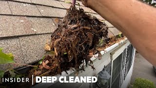 How Clogged Gutters Are Deep Cleaned  Deep Cleaned [upl. by Leesa]