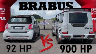 900HP BRABUS G900 ROCKET vs 92HP SMART DRAG RACE [upl. by Sremlahc]