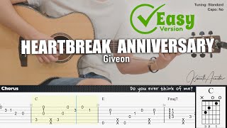 HEARTBREAK ANNIVERSARY Easy Version  Giveon  Fingerstyle Guitar  TAB  Chords  Lyrics [upl. by Asirrom]