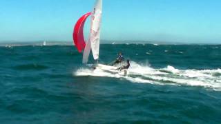 420 sailing reach with spinnaker 35 knots [upl. by Trotter243]