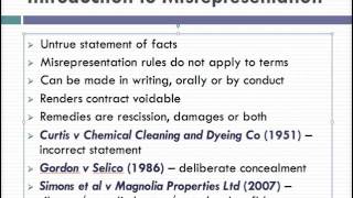 Misrepresentation Lecture 1 of 4 [upl. by Eilah]