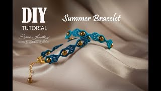 Makramowa bransoletka tutorial  Macrame bracelet Tutorial  Summer bracelet DIY [upl. by Shriner]