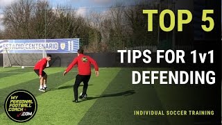 Soccer Training  Top 5 tips for 1v1 defending [upl. by Atirehc]