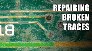 Repairing broken traces on a circuit board [upl. by Hughes]