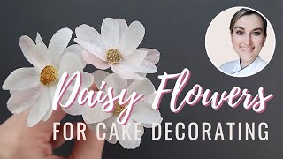 How to make no wire edible Daisy  Wafer Paper Tutorial [upl. by Mansfield]