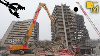 Mega BOOM 💥 Haus Abbruch mit XXL Riesenbagger Liebherr R960 Longfront 11 Etagen auf einmal weg [upl. by Sanders]